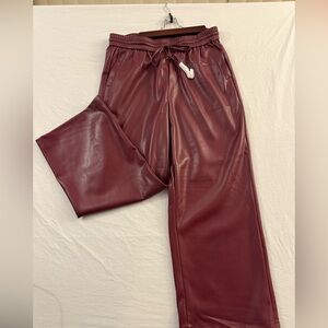 Marc New York Cherry Lacquer Faux Leather Joggers